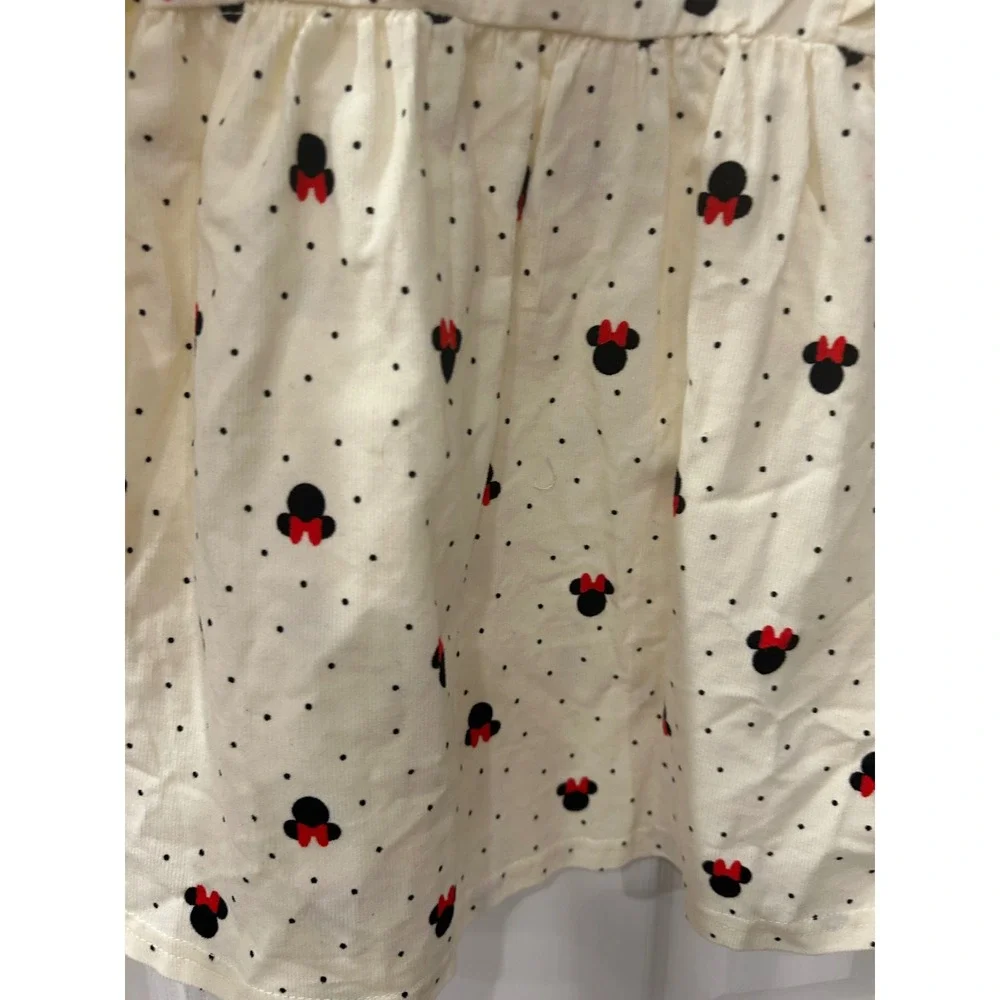 Disney Baby Corduroy Dress Cream Minnie Mouse Polka Dot Ruffle Toddler bin C‎